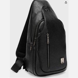 tuowan Small Sling Bag Crossbody Backpack Over the Shoulder Bag Black